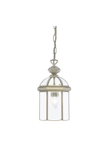 Bevelled Lantern - Antique Brass Metal & Clear Glass