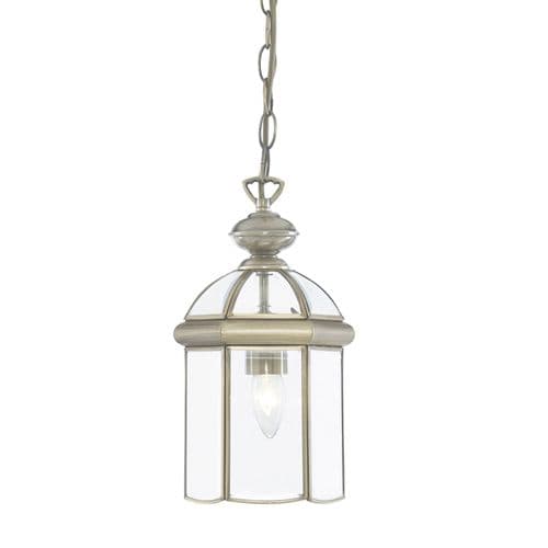 Bevelled Lantern - Antique Brass Metal & Clear Glass TFB7131AB