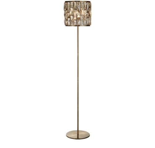 Bijou Floor Lamp - Antique Brass Metal & Champagne Glass