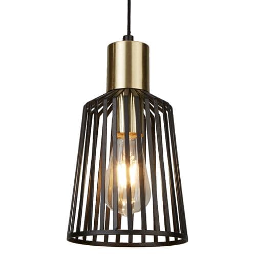 Bird Cage Frame 1Lt 16Cm Pendant, Black And Gold