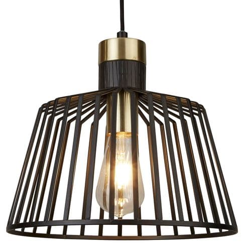 Bird Cage Frame 1Lt 30Cm Pendant, Black And Gold