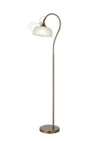 Bistro Floor Lamp 1 Light E27 Antique Brass/Frosted Glass