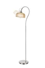 Bistro Floor Lamp 1 Light E27 Polished Nickel/Amber Glass
