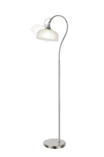 Bistro Floor Lamp 1 Light E27 Polished Nickel/Frosted Glass