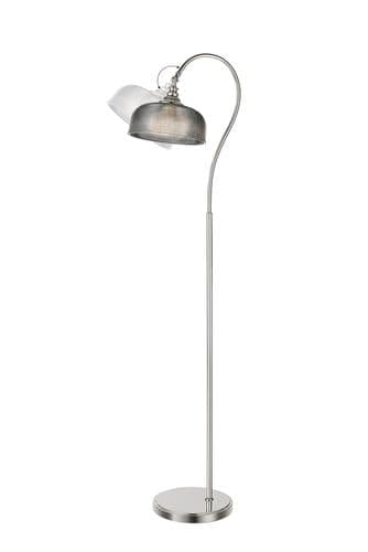 Bistro Floor Lamp 1 Light E27 Polished Nickel/Smoke Glass