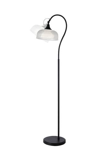 Bistro Floor Lamp 1 Light E27 Satin Black/Clear Glass