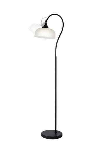 Bistro Floor Lamp 1 Light E27 Satin Black/Frosted Glass