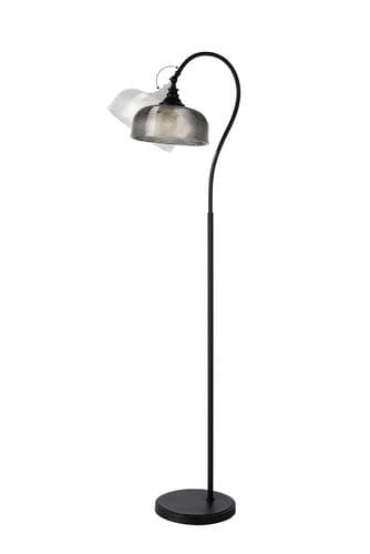 Bistro Floor Lamp 1 Light E27 Satin Black/Smoke Glass