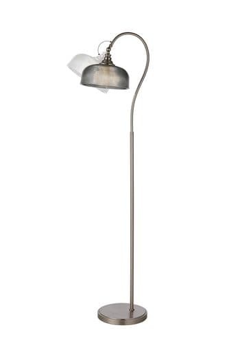 Bistro Floor Lamp 1 Light E27 Satin Nickel/Smoke Glass