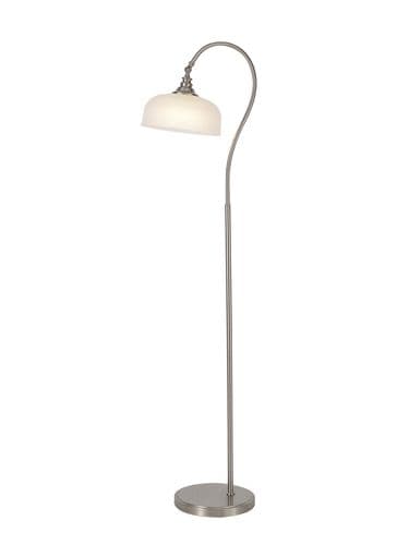 Bistro Floor Lamp 1 x E27 Satin Nickel/Frosted Glass