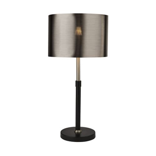 Black And Chrome Table Lamp With Brushed Black Chrome Shade3