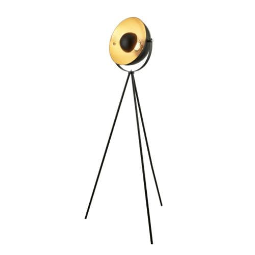 Blink 1Lt Tripod Floor Lamp, Matt Black With Gold Shade Interior