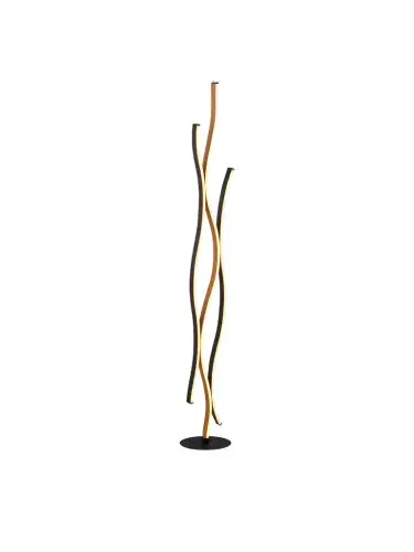 Bloom Floor Lamp - Black Metal & Wood Effect