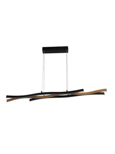 Bloom Pendant - Black Metal & Wood Effect