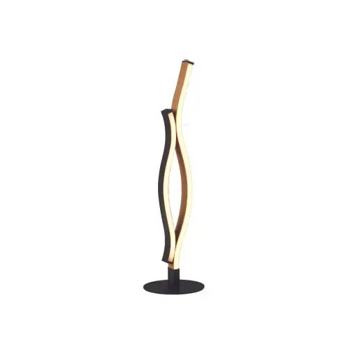 Bloom Table Lamp - Black Metal & Wood Effect