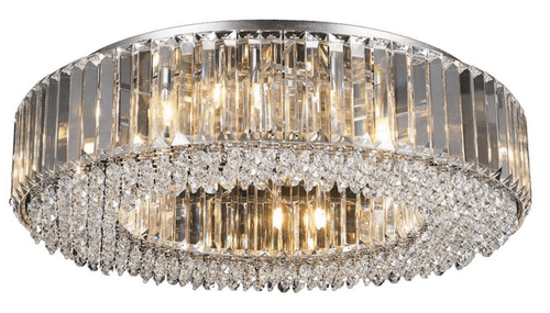 Bndora 12 Light Round Crystal Flush in Polished Chrome