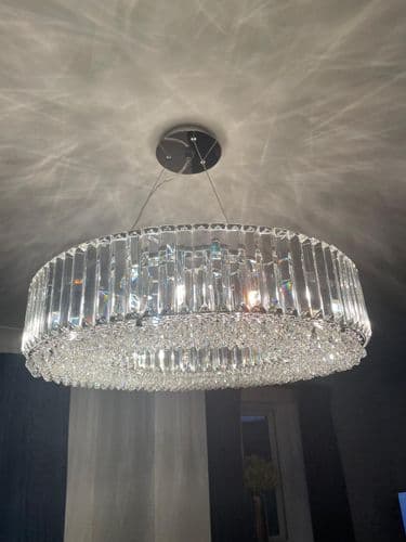Bndora 12 Light Round Crystal Pendant in Polished Chrome