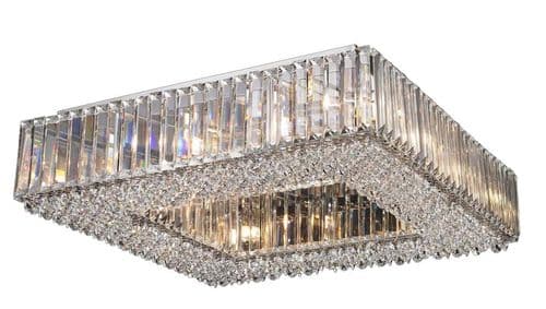 Bndora 12 Light Square Crystal Flush in Polished Chrome