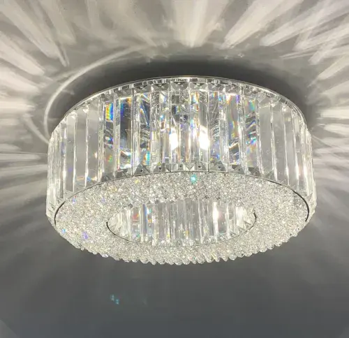 Bndora 8 Light Round Crystal Pendant Flush in Polished Chrome
