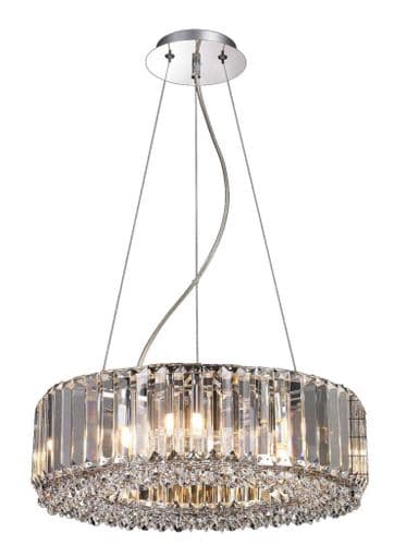 Bndora 8 Light Round Crystal Pendant in Polished Chrome