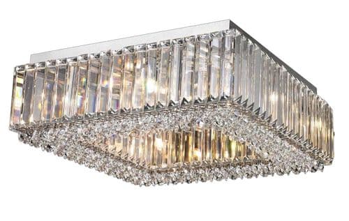 Bndora 8 Light Square Crystal Flush in Polished Chrome