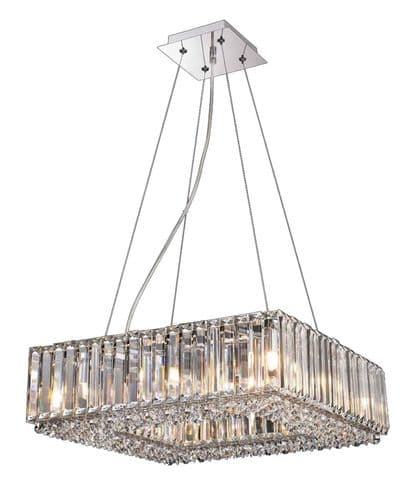 Bndora 8 Light Square Crystal Pendant in Polished Chrome