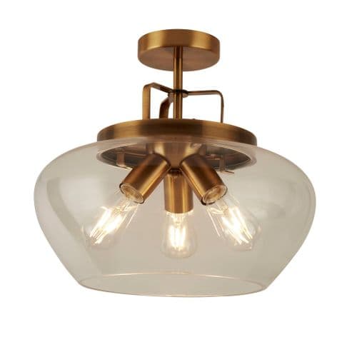 Boule 3Lt Semi Flush, Bronze/Clear