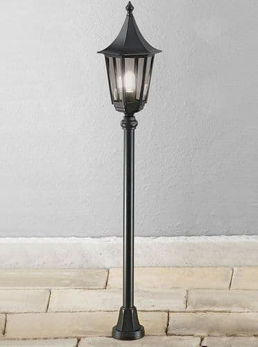 Boulevard Half Post Lantern Exterior Light Black with Smoked Glass GSBLA1607-1