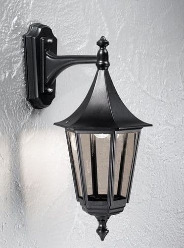 Boulevard Wall Down Exterior Lantern Black with Smoked Glass GSBLA1606-1