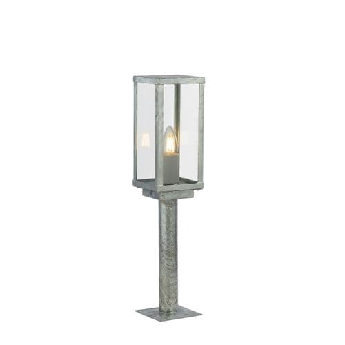 Box II Outdoor Post - Galvanised Silver Metal & Glass