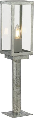 Box II Outdoor Post - Galvanised Silver Metal & Glass