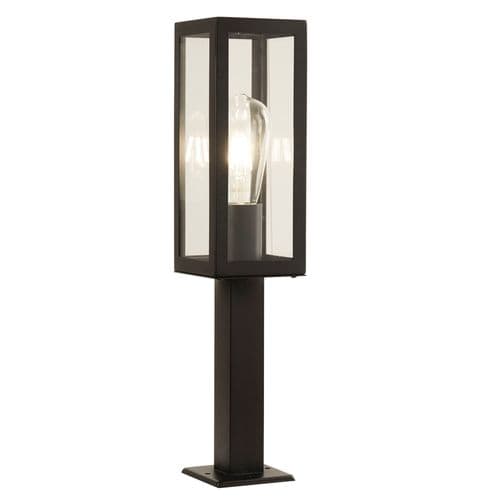 Box Outdoor Post - Black Metal & Clear Glass
