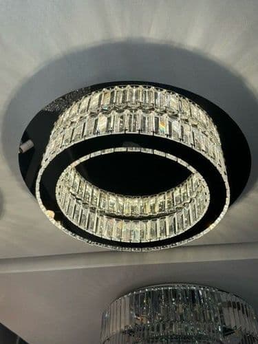 Bpollo 19w LED Small Crystal Flush Light in Polished Chrome in 3000k
