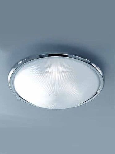 Brackley Bathroom IP44 40cm Circular Flush Frosted Prismatic Glass in Chrome Finish GSBCF5017