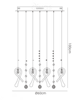 Brant Pendant Round 20 Light G4 Polished Chrome/White Glass/Crystal