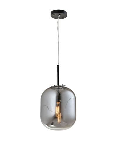 Bvaron Small Glass Pendant in Polished Chrome with Smoked Glass