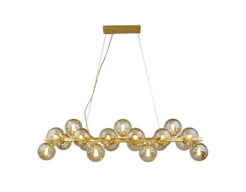 Colla 19 Light Bar Pendant in Satin Gold with Cognac Glass