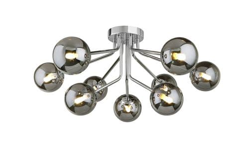 Colla 9 Light Semi Flush in Polished Chrome with Smoked Glass