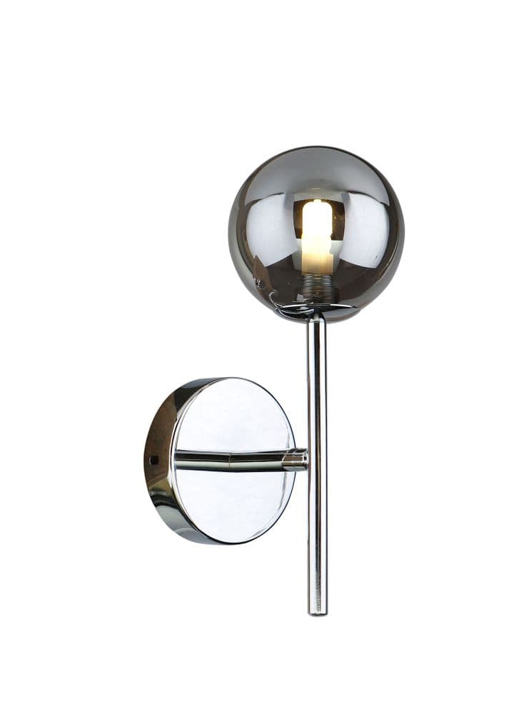 Colla 1 Light Wall Bracket in Polished Chrome with Smoked Glass