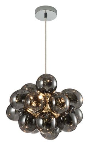 Cubble 3 Light Pendant in Polished Chrome with Smoked Glass Balls