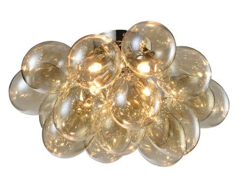 Cubble 4 Light Semi Flush in Polished Chrome with Cognac Glass Balls