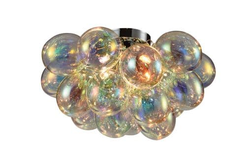 Cubble 4 Light Semi Flush in Polished Chrome with Iridescent Glass Balls