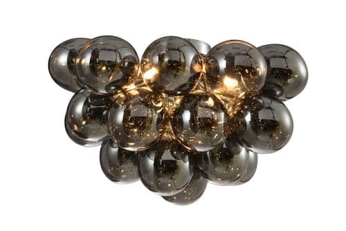 Cubble 6 Light Semi Flush in Polished Chrome, Smoked Glass Balls