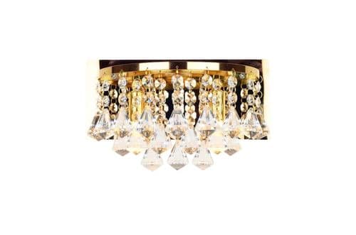 Dhloe 2 Light Crystal Wall Light, Gold in Polished Gold, Crystal