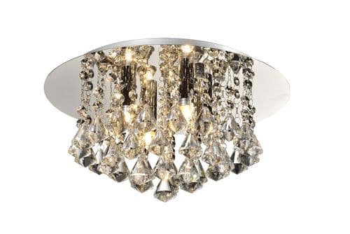 Dhloe 4 Light Crystal Flush, Chrome in Polished Chrome, Crystal