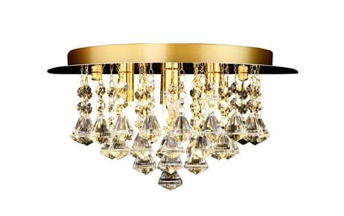 Dhloe 4 Light Crystal Flush, Gold in Polished Gold, Crystal