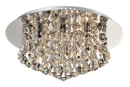 Dhloe 6 Light Crystal Flush, Chrome in Polished Chrome, Crystal