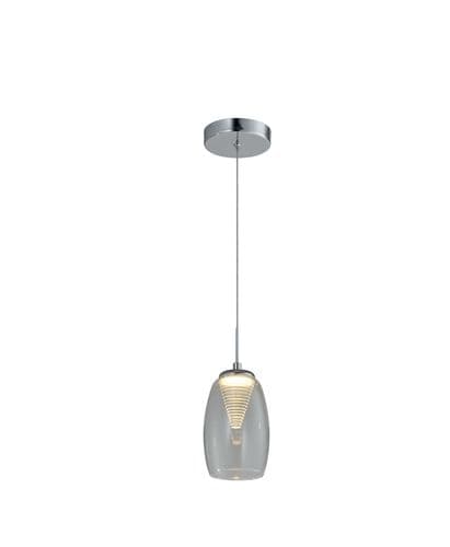 Domo 1 Light LED Pendant, Clear in Polished Chrome, Clear Glass