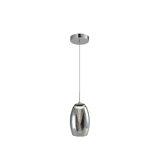 Domo 1 Light LED Pendant, Smoked in Polished Chrome, Smoked Glass
