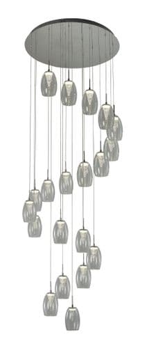 Domo 20 Light LED Round Pendant, Clear in Polished Chrome, Clear Glass